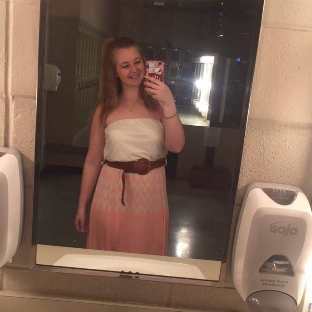 Rue 21 Coral & Cream Maxi Dress